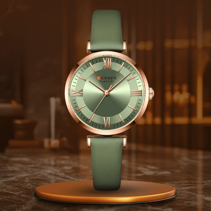 Elegant Vattentät Klocka med Läderarmband