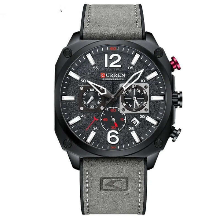 Elegant läderkvarts vattentät armbandsur