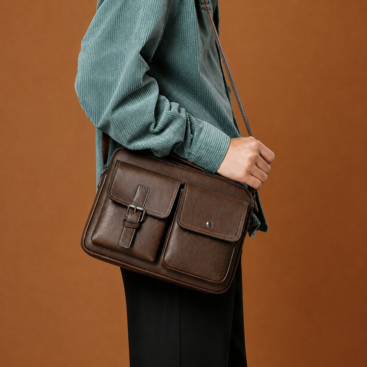 Vintage Axelväska för Män - Retro Stil och Mångfunktionalitet