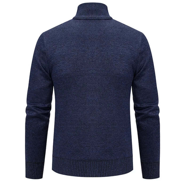 Stilren stickad cardigan med dragkedja för herrar
