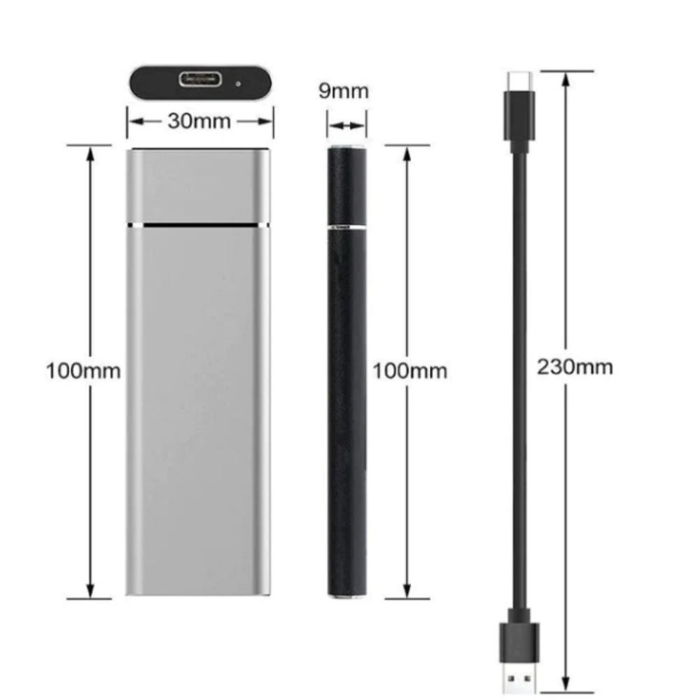 Kompakt 8TB USB-hårddisk i stilren aluminium, perfekt för portabel datalagring och säker backup.