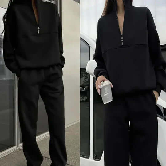 Avslappnat damset med sweatshirt och byxor - Mjuk och trendig
