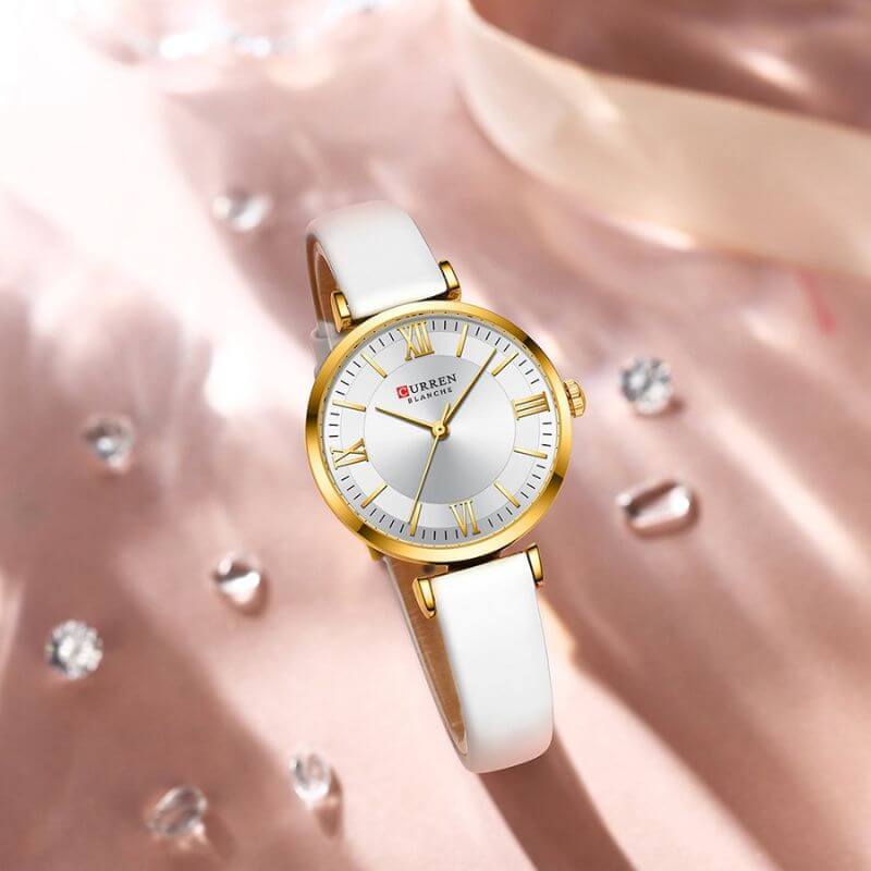 Elegant Vattentät Klocka med Läderarmband