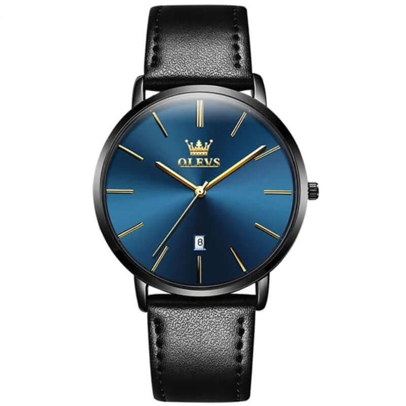 Snygg Läderarmbandsklocka med Datum