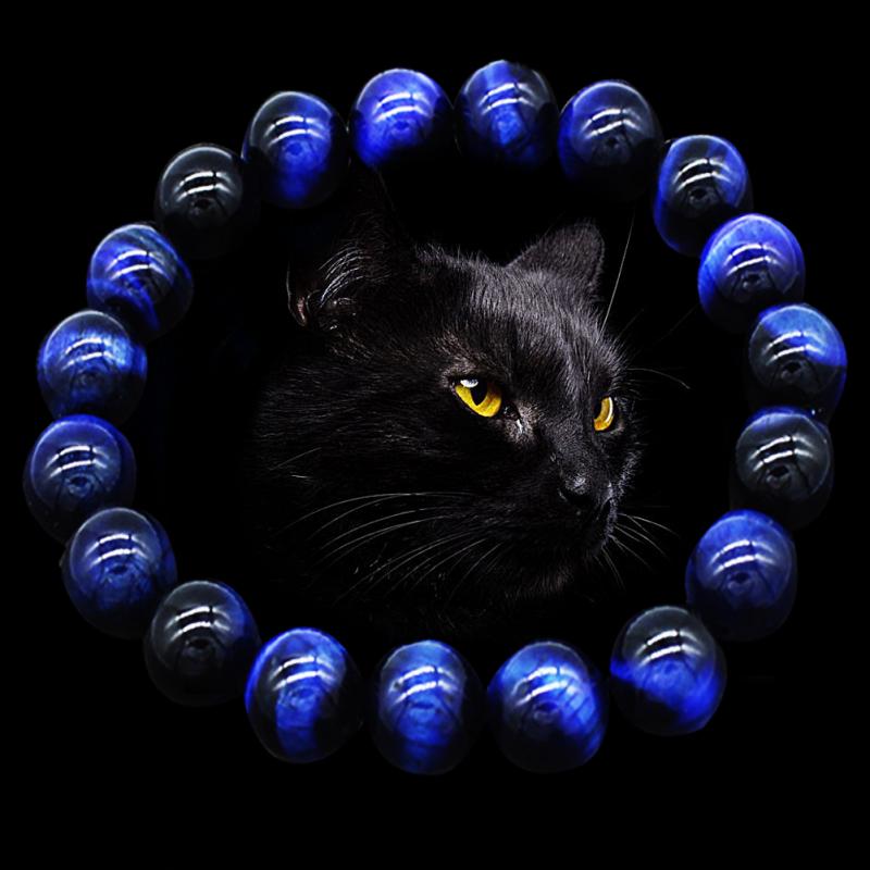 Armband för män och kvinnor, blått tigeröga, djupblå toner, skyddande, emotionellt balanserande, nickel- och blyfritt.