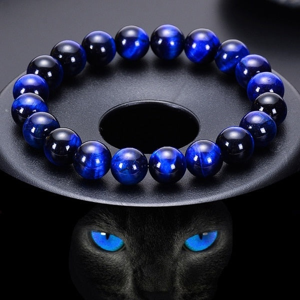 Armband för män och kvinnor, blått tigeröga, djupblå toner, skyddande, emotionellt balanserande, nickel- och blyfritt.
