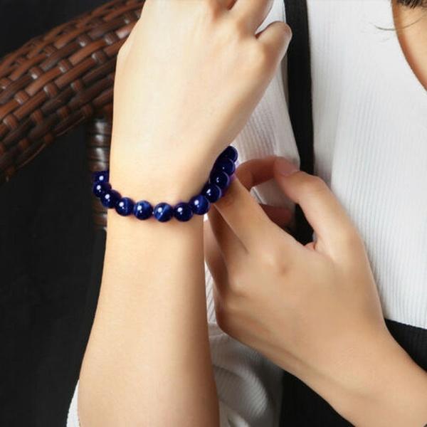 Armband för män och kvinnor, blått tigeröga, djupblå toner, skyddande, emotionellt balanserande, nickel- och blyfritt.