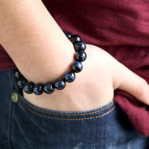 Armband för män och kvinnor, blått tigeröga, djupblå toner, skyddande, emotionellt balanserande, nickel- och blyfritt.