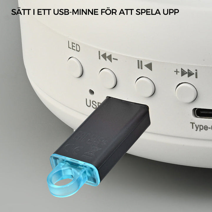 "Aurora-projektor med Bluetooth, projicerar färgglada stjärnljus och norrsken för avkopplande atmosfär i rummet."