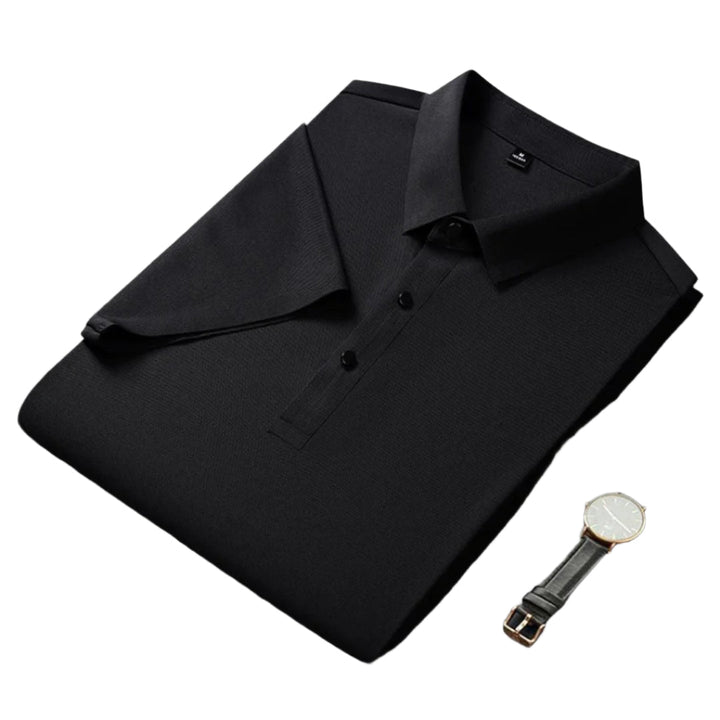 Blå herr polo t-shirt med fukttransporterande, andningsbart tyg och fyra-vägs stretch, perfekt för stil och komfort.