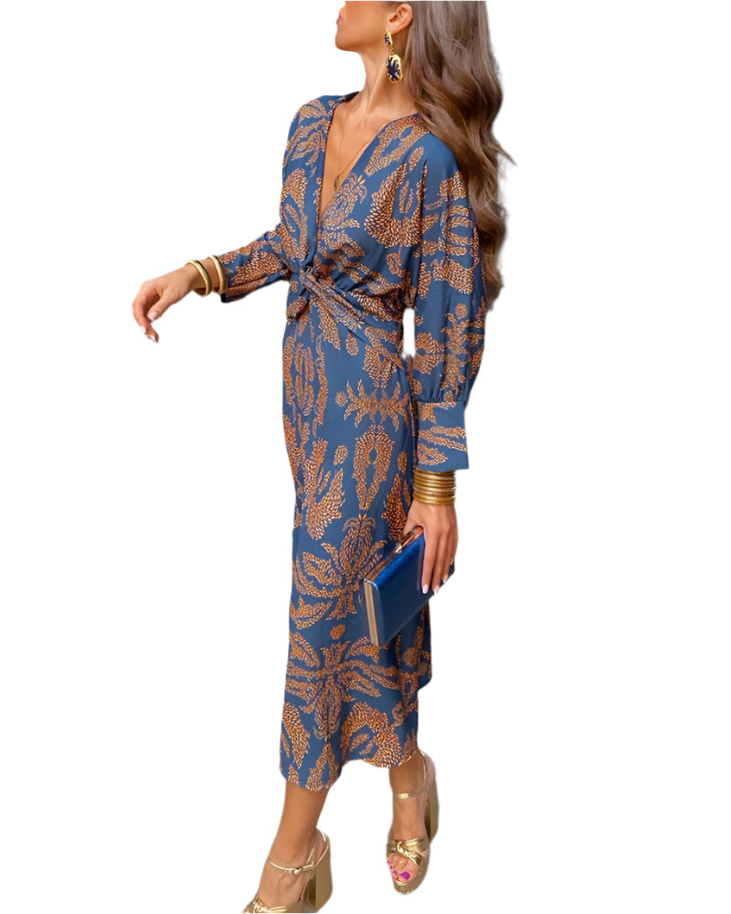 "Boho maxi klänning för kvinnor med justerbar wrap-design, flödande tyg, ger en fri och självsäker look."