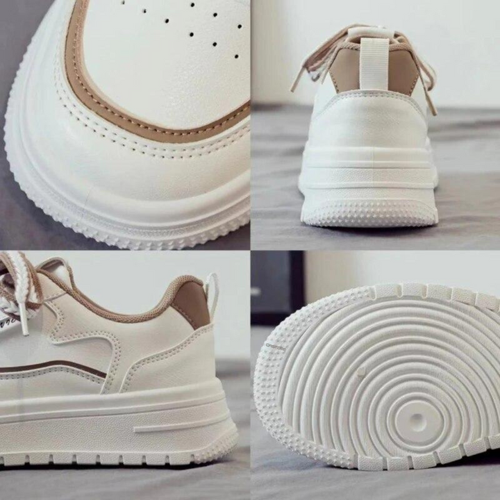 "Chunky kvinnors sneakers med vit finish och plattformssula, slip-on design för komfort och stil."
