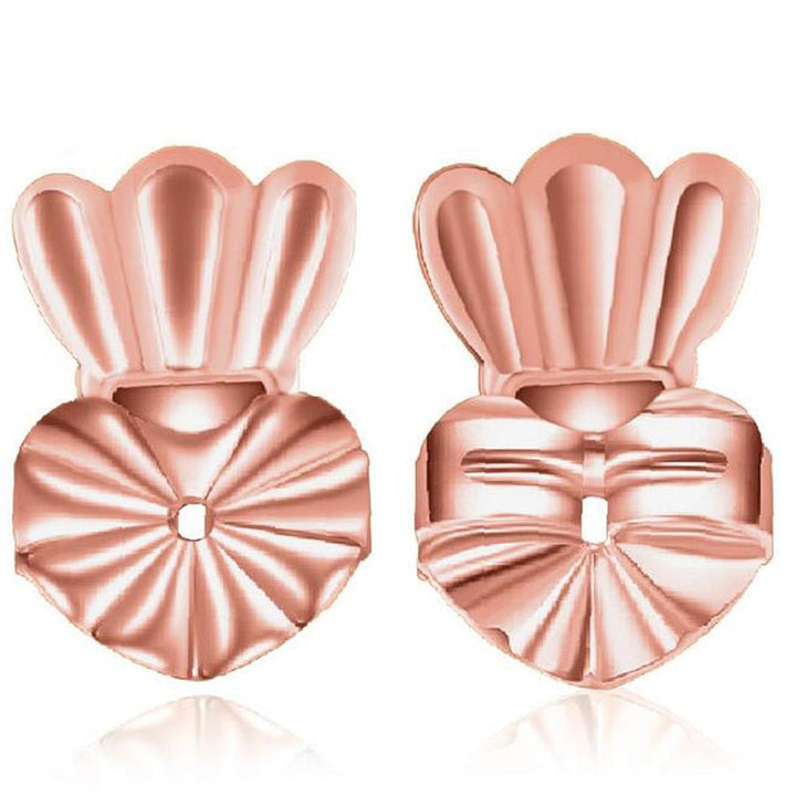 "Crown örhänge lyftare i roséguld och silver på vit bakgrund, elegant design för kvinnor, ger örsnibbar ett diskret lyft."