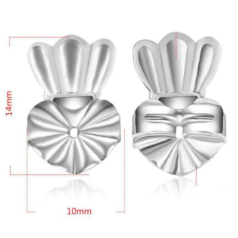 "Crown örhänge lyftare i roséguld och silver på vit bakgrund, elegant design för kvinnor, ger örsnibbar ett diskret lyft."