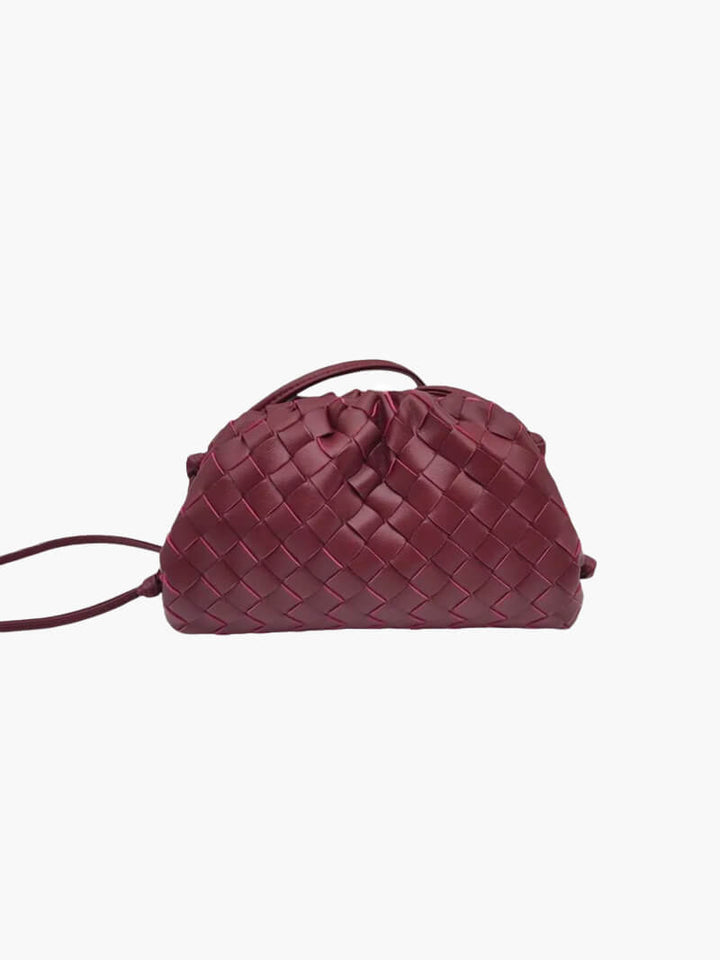 Dam Mini Vävd Väska i Vegansk Läderstil med justerbar axelrem, sofistikerad vävd textur, perfekt accessoar.