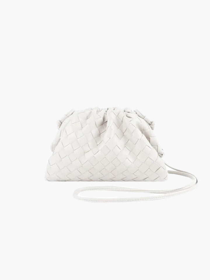Dam Mini Vävd Väska i Vegansk Läderstil med justerbar axelrem, sofistikerad vävd textur, perfekt accessoar.