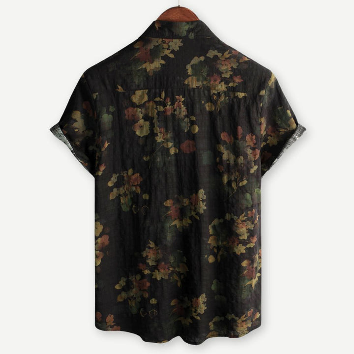 "Dam T-shirt med vintage blommönster i lättviktsmaterial, kortärmad; perfekt för en elegant och avslappnad sommarstil."