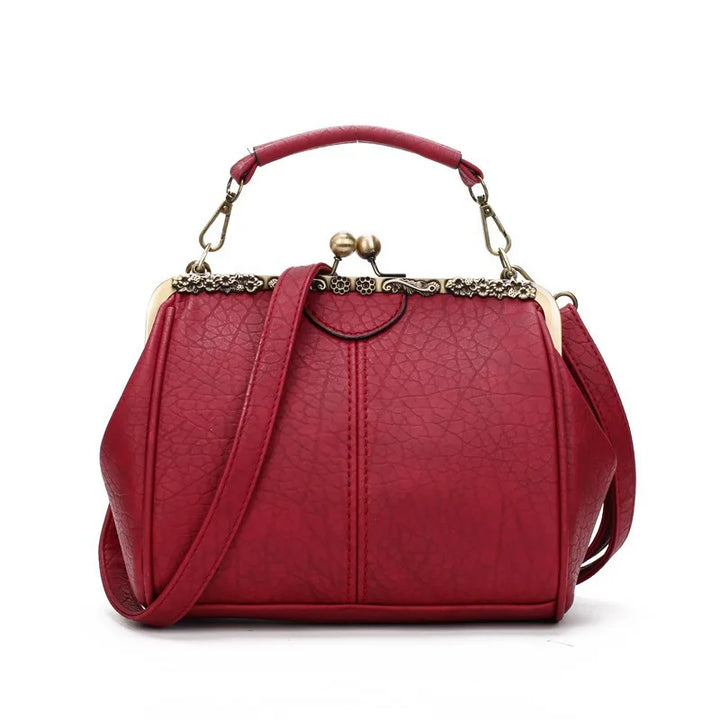 "Dam Vintage Crossbody Väska med minimalistisk design, kompakt och stilren i konstläder med justerbar axelrem."