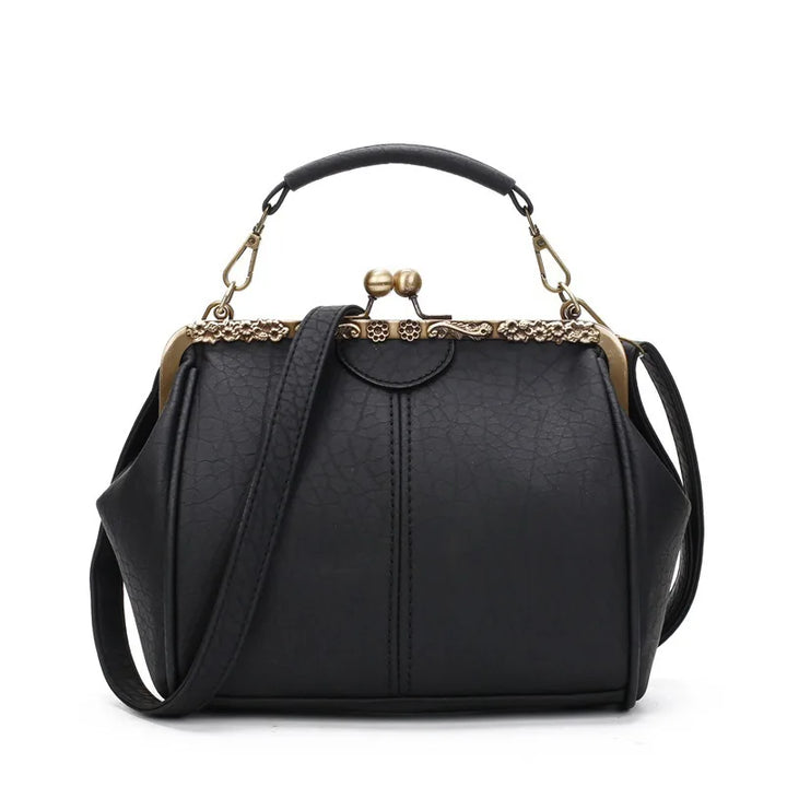 "Dam Vintage Crossbody Väska med minimalistisk design, kompakt och stilren i konstläder med justerbar axelrem."