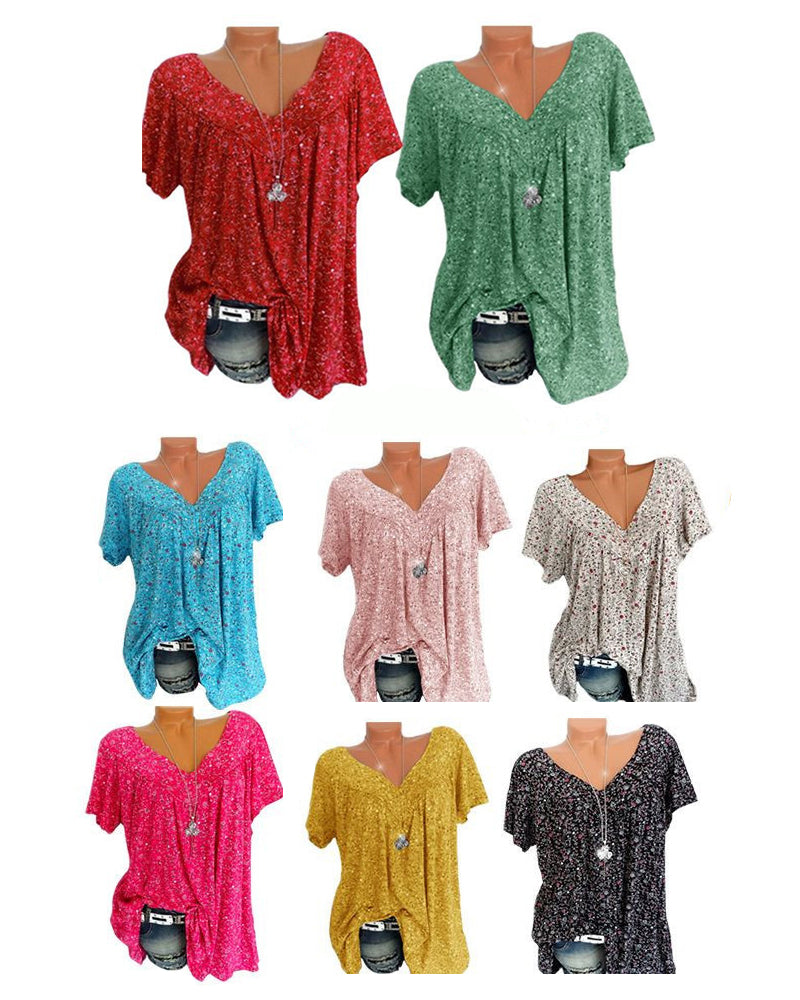 "Dam blus kortärmad V-hals i luftigt material, beige blus för sommarlook, perfekt för vardag och fest."
