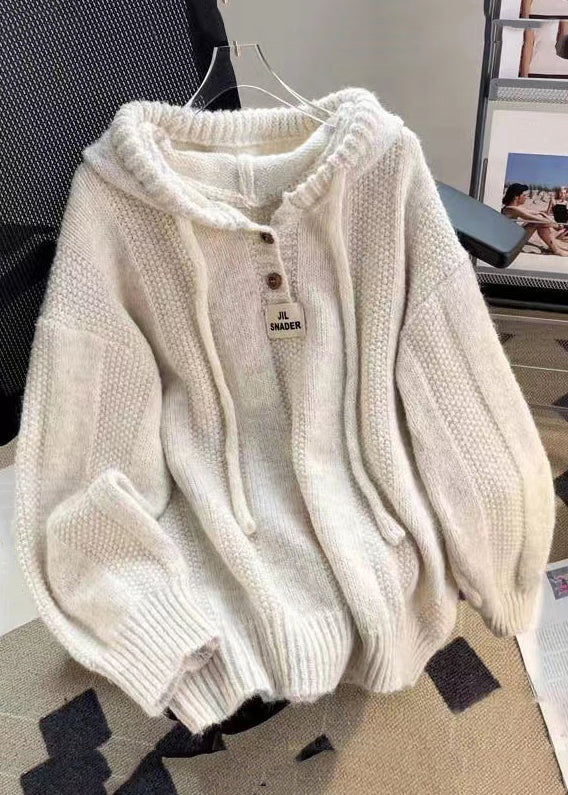 "Dam hoodie i bomullsblandning med snörning, trendig design med knappdetaljer, loose fit för bekväm och avslappnad look."