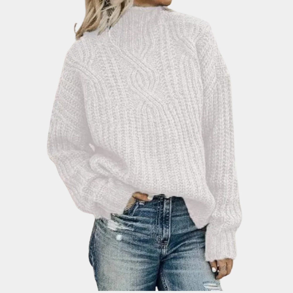 "Dam mjuk stickad hösttröja, andningsbar, rund hals, långärmad, grön, vit, grå, svart, elegant och bekväm."