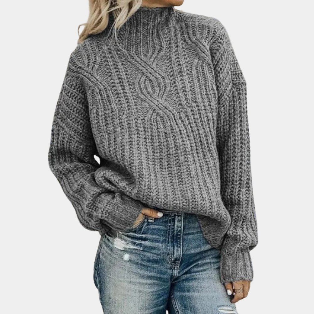 "Dam mjuk stickad hösttröja, andningsbar, rund hals, långärmad, grön, vit, grå, svart, elegant och bekväm."