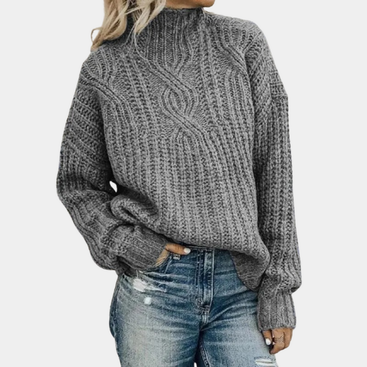 "Dam mjuk stickad hösttröja, andningsbar, rund hals, långärmad, grön, vit, grå, svart, elegant och bekväm."