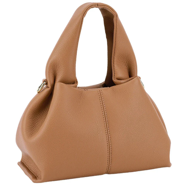 "Dam retro crossbody väska i mjukt konstläder, brun, med tidlös design och rymligt utrymme för vardagliga nödvändigheter."
