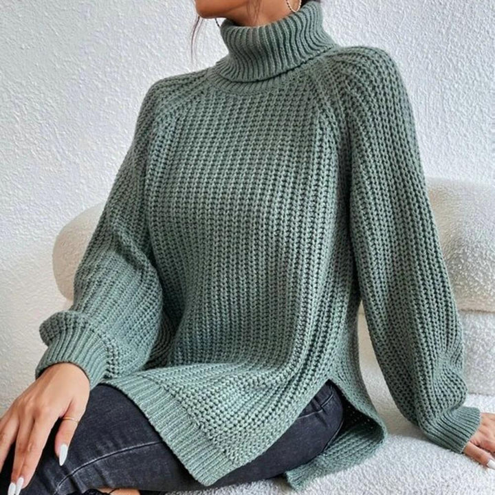 "Dam turtleneck tröja i mjukt bomullsblandning jersey, klassisk design med elegant snitt för sofistikerad stil och komfort."