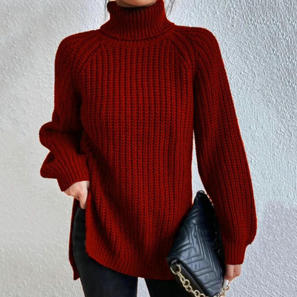 "Dam turtleneck tröja i mjukt bomullsblandning jersey, klassisk design med elegant snitt för sofistikerad stil och komfort."