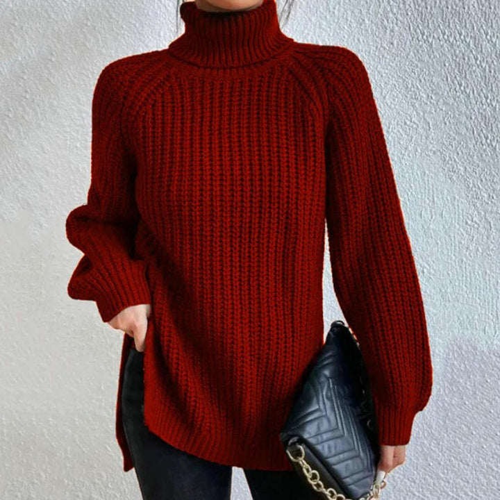 "Dam turtleneck tröja i mjukt bomullsblandning jersey, klassisk design med elegant snitt för sofistikerad stil och komfort."
