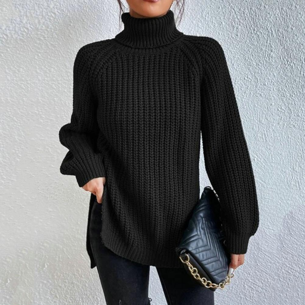 "Dam turtleneck tröja i mjukt bomullsblandning jersey, klassisk design med elegant snitt för sofistikerad stil och komfort."