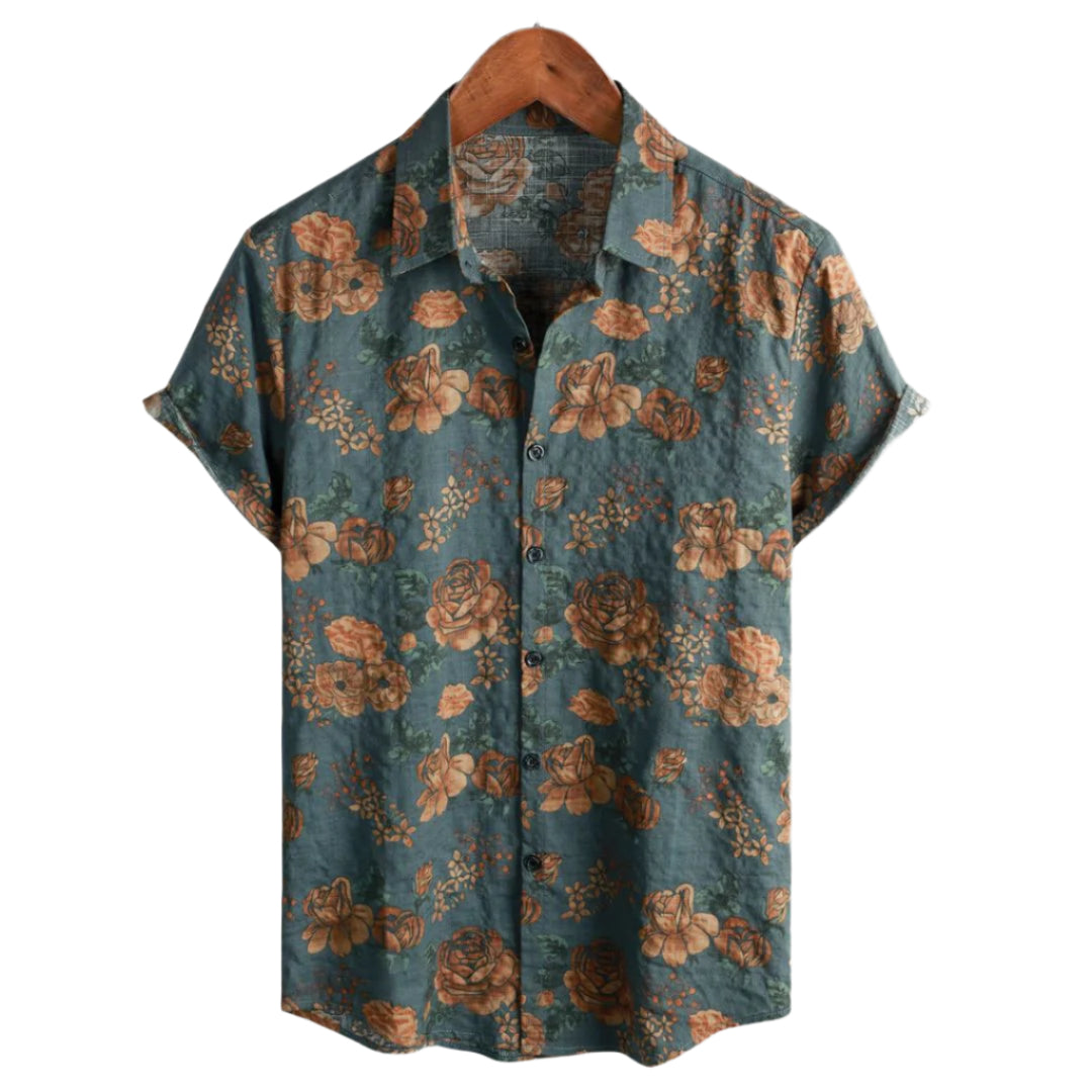 "Dam vintage blommönstrad t-shirt, lättviktig, med korta ärmar och unik design, perfekt för sommarens avslappnade stil."