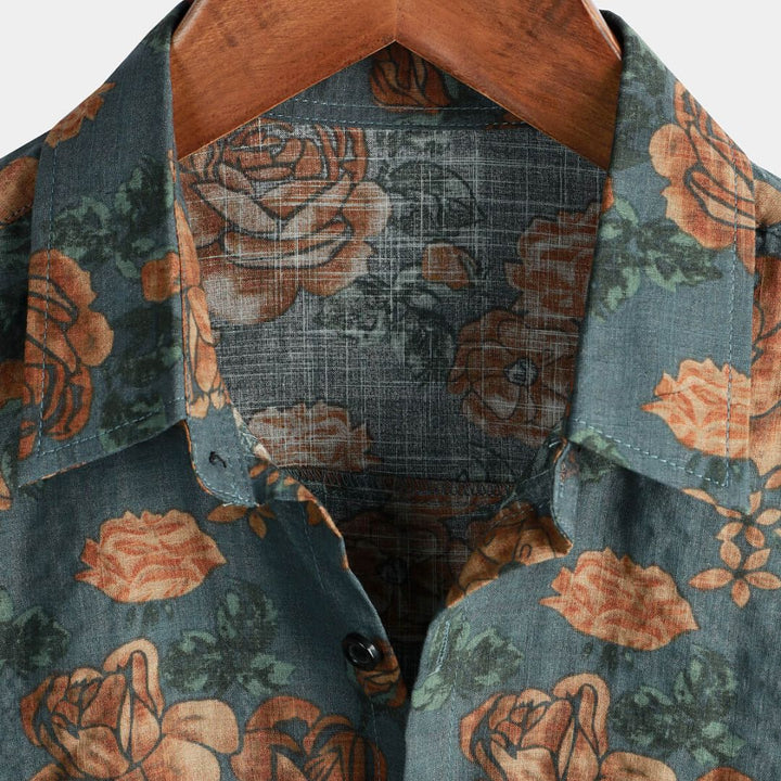 "Dam vintage blommönstrad t-shirt, lättviktig, med korta ärmar och unik design, perfekt för sommarens avslappnade stil."