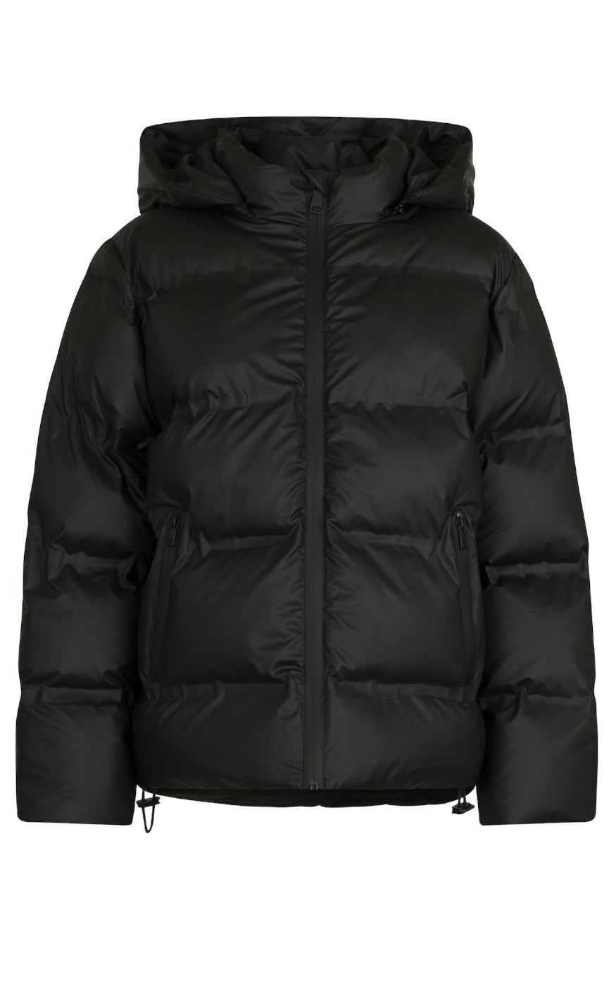 "Dam vinterjacka i modern design, värmande polyester, elegant svart färg, perfekta för kalla vinterdagar."