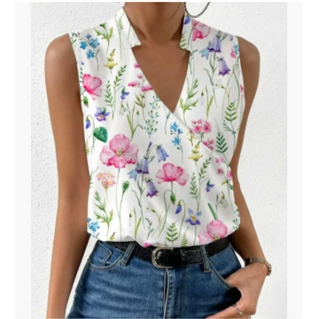 "Damblus Adiana framsida, lätt material, stilren design, kvinnlig silhuett, perfekt för sommarstil, flera färger"