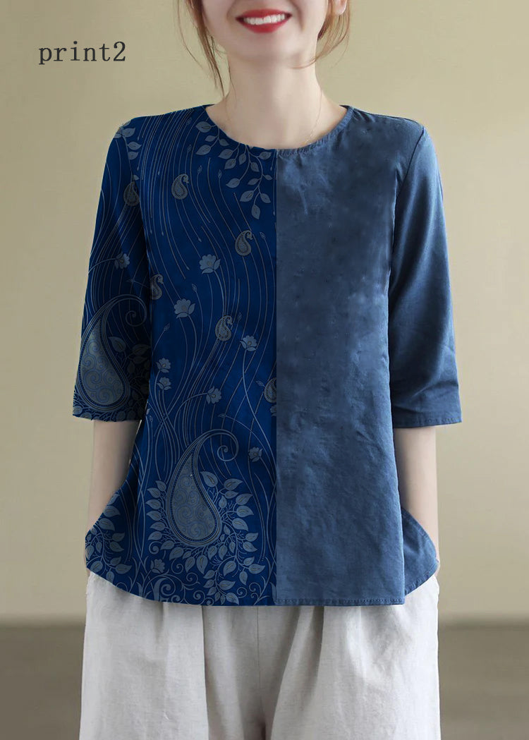 "Damblus med O-hals i bomull, elegant broderi, halv ärm för komfort och stil vid alla tillfällen. Perfekt passform."