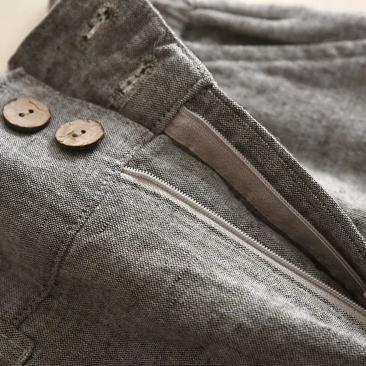 "Dambyxor hög midja elastisk, beige och grå, vida ben, mjukt material, stilfull och bekväm design för kvinnor."