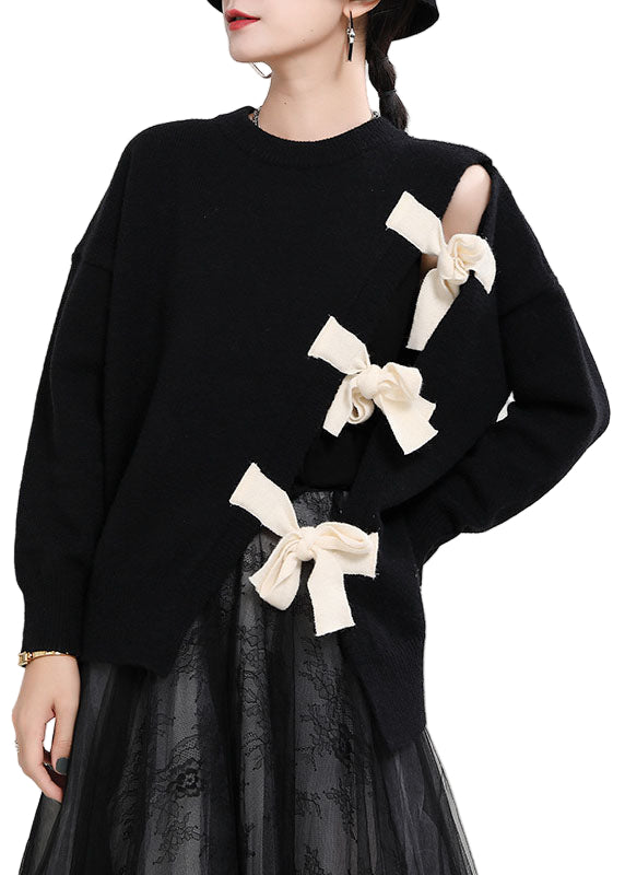 "Damens asymmetriska patchwork tröja i bomull, loose fit, trendig design för stilsäkra och bekväma outfits."