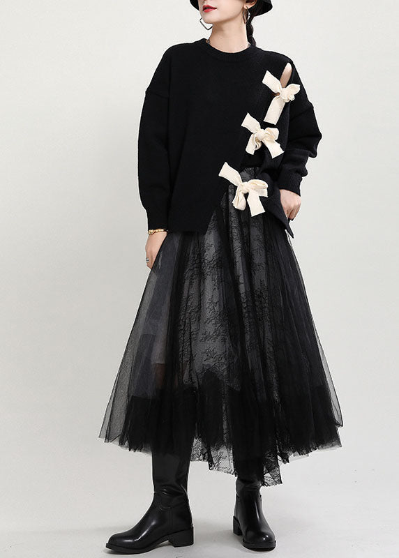 "Damens asymmetriska patchwork tröja i bomull, loose fit, trendig design för stilsäkra och bekväma outfits."
