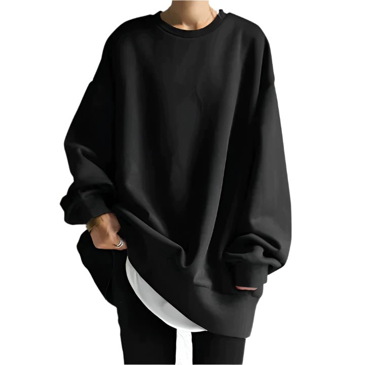 "Damer Plus Size Pullover, modern design, framsida, mjuk textur, trendig passform, flerfärgsval, perfekt för lager-på-lager."