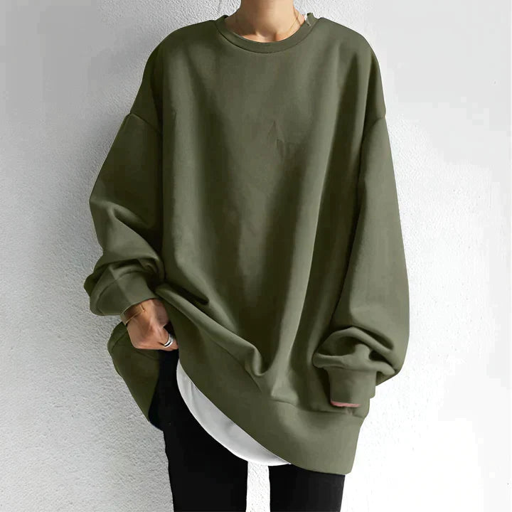 "Damer Plus Size Pullover, modern design, framsida, mjuk textur, trendig passform, flerfärgsval, perfekt för lager-på-lager."