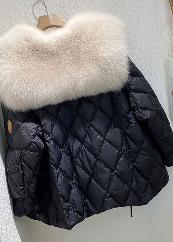 "Damer oversize fuskpäls jacka med dunfyllning, svart, varm och elegant för vinterbruk, avslappnad passform."