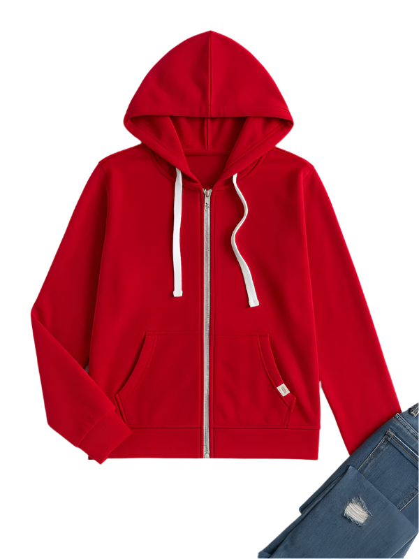"Damer zip-up hoodie med avslappnad passform i mjuk fleece, flera färger. Perfekt för höst och vinter."