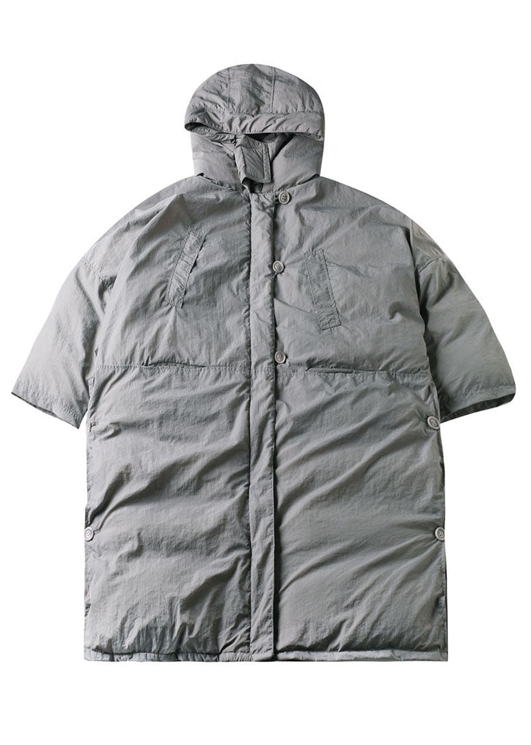 "Damernas vintage kappa med huva och sidfickor, beige, lång med elegant passform för vinterbruk."