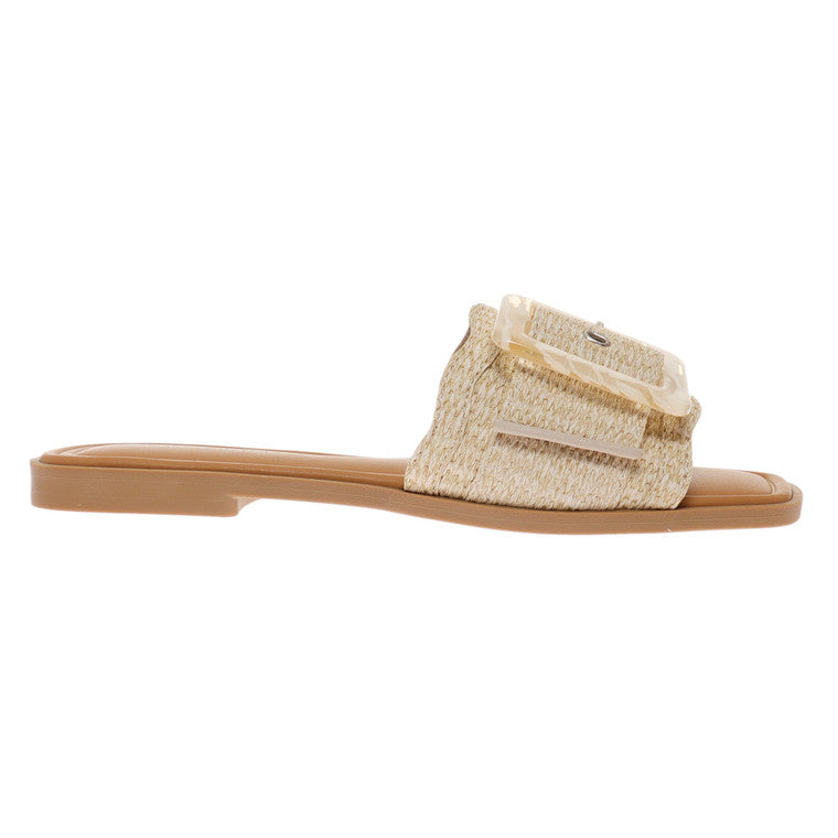 "Damers sandaler i naturligt material med justerbart spänne, elegant stil, perfekt för vardag och avslappnade tillfällen."