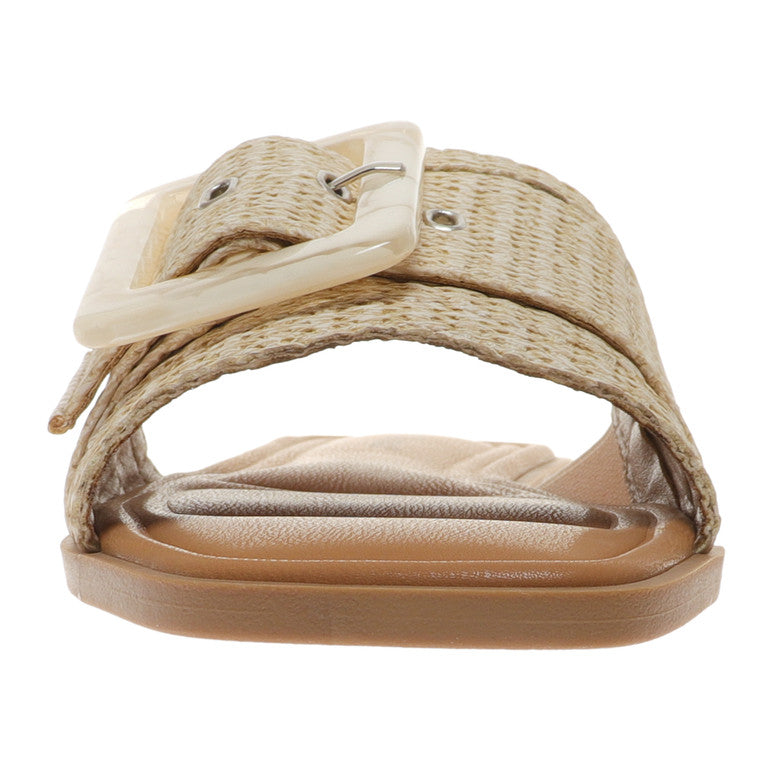 "Damers sandaler i naturligt material med justerbart spänne, elegant stil, perfekt för vardag och avslappnade tillfällen."