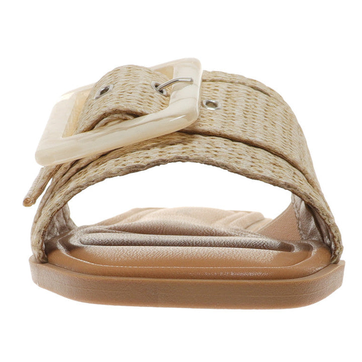 "Damers sandaler i naturligt material med justerbart spänne, elegant stil, perfekt för vardag och avslappnade tillfällen."