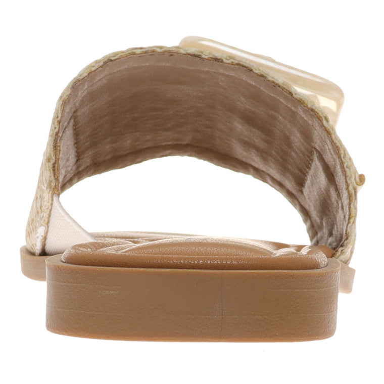 "Damers sandaler i naturligt material med justerbart spänne, elegant stil, perfekt för vardag och avslappnade tillfällen."
